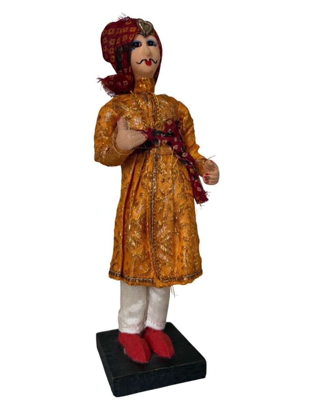 Vintage Indian Rajasthani Doll Wooden Base Hindu Made in India - Picture 2 of 13